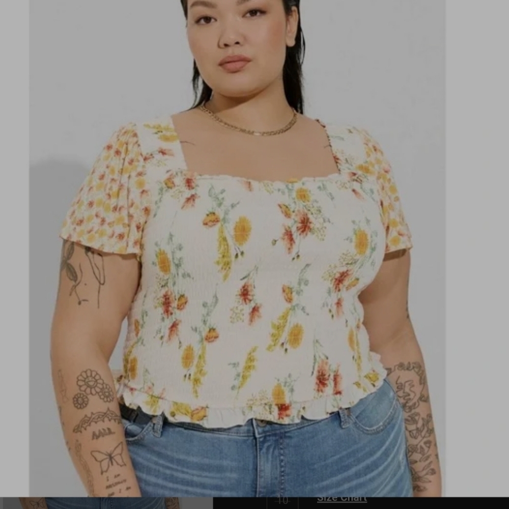 Torrid White Puff Sleeve Ruffled Blouse